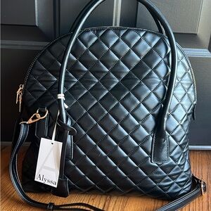 Alyssa Black Quilted Women's Oversized Bag Purse Vegan Leather